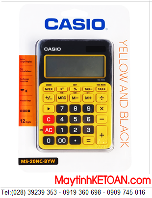 Casio MS-20NC-BYW, Máy tính tiền Casio MS-20NC-BYW để bàn bỏ túi chính hãng| CÒN HÀNG 