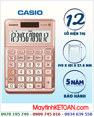Casio MS-120FM-PK, Máy tính tiền Casio MS-120FM-PK (12 số Digits) chính hãng /CÒN HÀNG